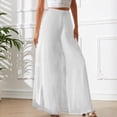thumbnail image 2 of Rggeeun Women'S Trousers Solid Color Elastic High Waist Ankle Length Curved Hem Wide Leg Loose Fit Soft Drape With Side Pockets For School Activities Delicate Bottoms,White,Xxl, 2 of 4