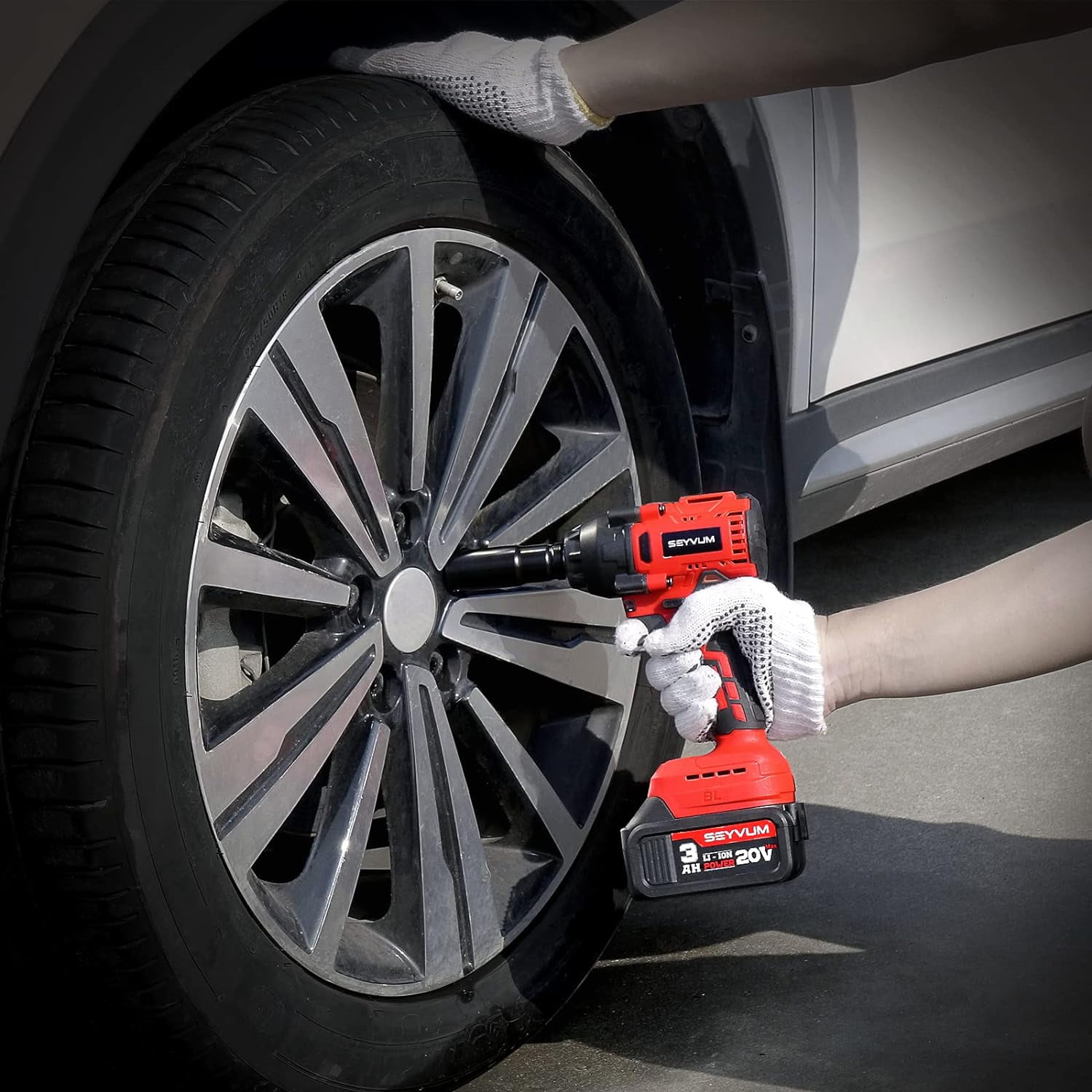SEYVUM 20V, 1/2" Cordless Impact Wrench, Max Torque 320 Ft-lbs, 3.0Ah Li-ion Battery