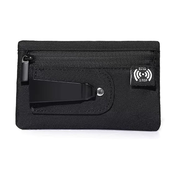 KYJiuLiu RFID Blocking Clip Pouch, Compact Hidden Travel Belt Wallet for Cards & Cash, Unisex