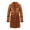 Brown, variant on Autumn Winter Women Jacket Thickened Plush Faux Leather Patchwork Mid Length Plus Size Patch Pockets Double-breasted Turn-down Collar Overcoat