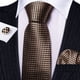 thumbnail image 4 of Set Clásico de Corbata Marrón a Cuadros Barry.Wang, Corbata Tejida, Marrón a Cuadros, Talla Única, 4 of 5