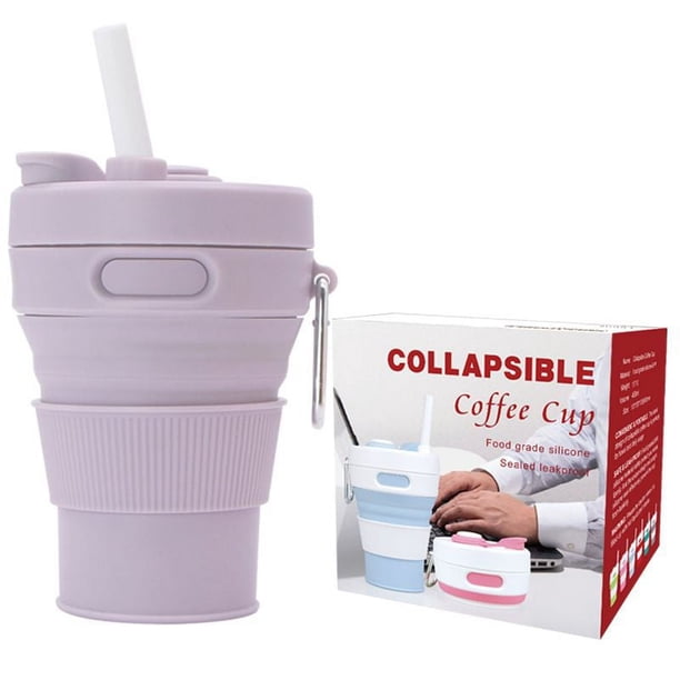 Taza al aire libre retráctil portátil creativa de la taza de café plegable del silicón 450ml con la tapa