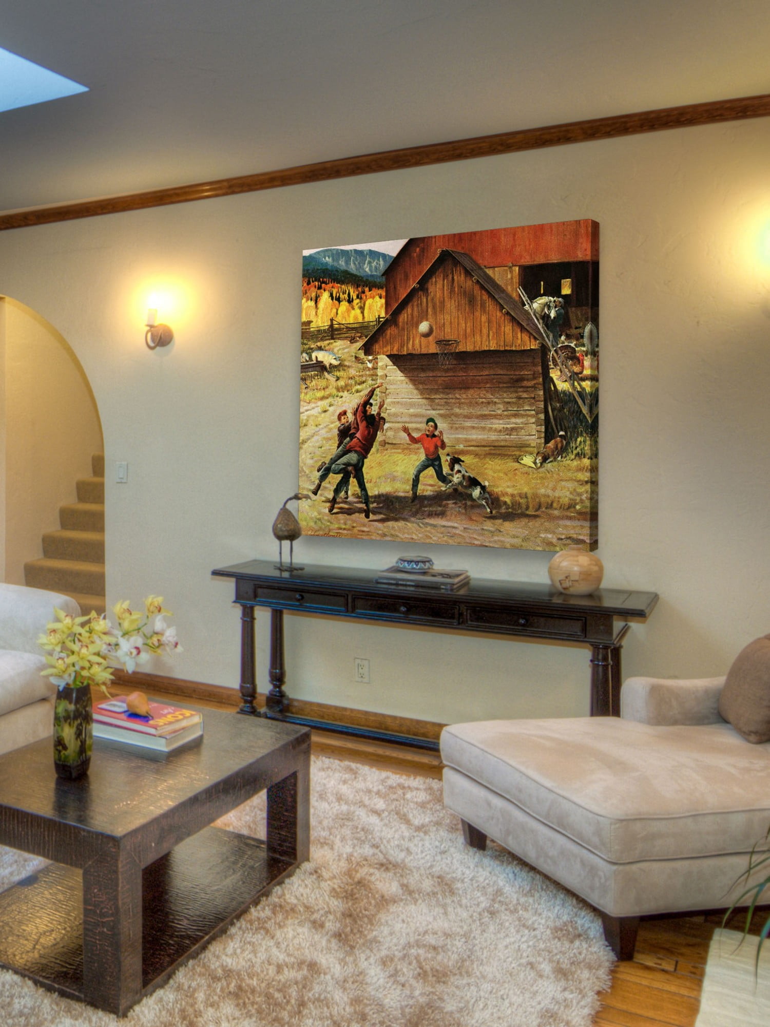 Marmont Hill Ranch Basketball by John Clymer Painting Print on Canvas
