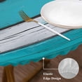 thumbnail image 4 of Blue Grey Stripes Round Fitted Table Cover Vintage Coastal Style Wood Texture Waterproof Table Cloth with Elastic Edge Wipeable Tablecloth for Picnic Camping Party Fits 45"-54" Diameter, 4 of 8