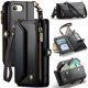 thumbnail image 1 of Funda tipo cartera para iPhone 16e con bloqueo RFID, tarjetero, cremallera y ranura para billetes, correa de hombro magnética de piel sintética suave para mujer, 1 of 9