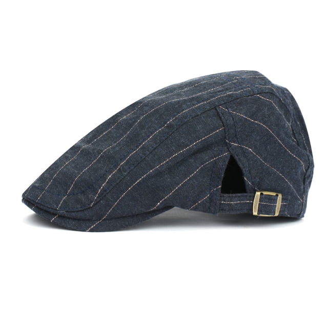Mens Womens Simple Washable Breathable Cap Striped British Retro Forward Hat