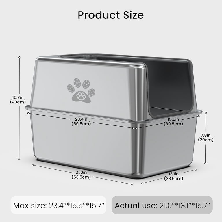 Ptlom Stainless Steel Litter Box with Lid, 23.4" Extra Large photo 2