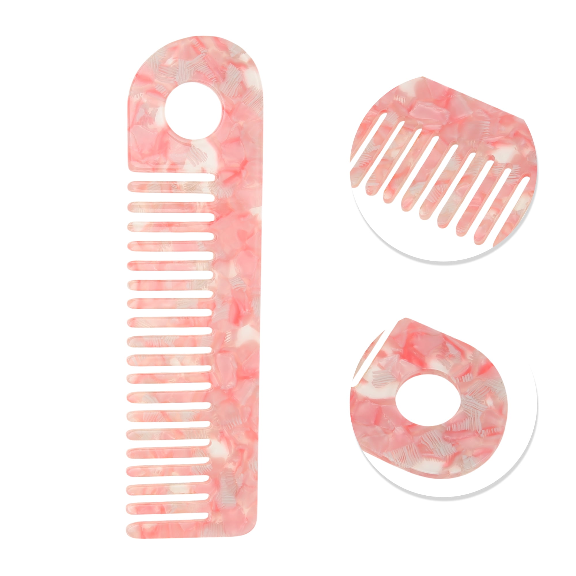 Unique Bargains 1 Pc Stylish  Exquisite Marble Pattern Hair Comb for All Hair Types Pink