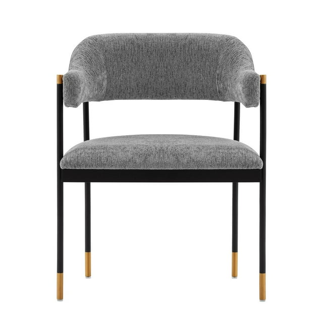 Manhattan Comfort Fauteuil de Salle à Manger Moderne en Bouclé Lia, Gris