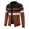 thumbnail image 4 of Herrnalise Men's Fashion Autumn And Winter Plaid Hooded Fleece Knitted Sweater Sweater Jacket Brown, 4 of 9