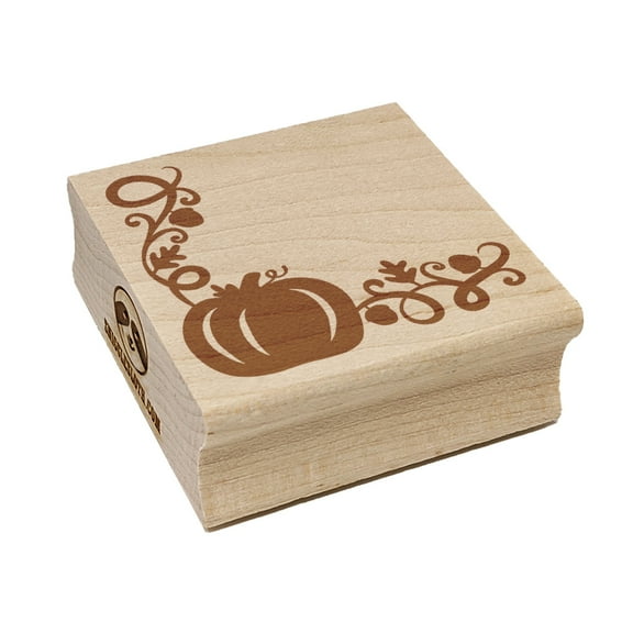 Pumpkin Fall Corner Harvest Halloween Thanksgiving Square Rubber Stamp Stamping Scrapbooking Crafting - Small 1.25in