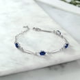 thumbnail image 3 of Gem Stone King 925 Sterling Silver Blue Created Sapphire and White Diamond Tennis Bracelet for Women | 4.26 Cttw | Gemstone September Birthstone | Oval 7X5MM | 6 inch + 1 inch Extender, 3 of 3