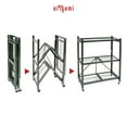 thumbnail image 6 of Origami R3 Foldable 3-Tiered Shelf Storage Rack & Wheels, Pewter (2 Pack), 6 of 11