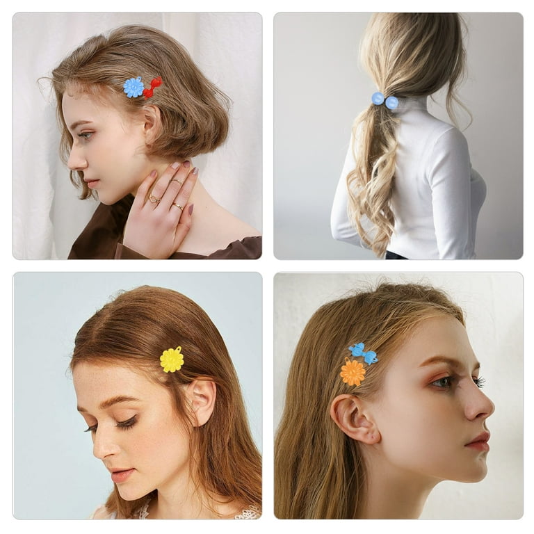 Set of 3 Metal Free Hair Clip Barrettes with Flower and Bow Design Parcelona French Twist Flower Bow Savana Celluloid Hair Clip  main image 4