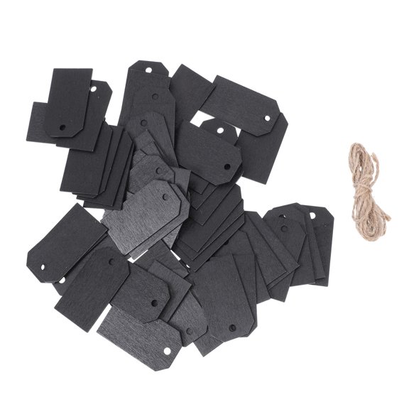 DRAFIDEEP 2 Sets Wooden Decorative Tag Name Label Number Tags Retail Tags Rope Black