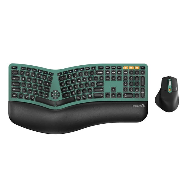Combo teclado y ratón ProtoArc EKM01 Plus ergonómico verde