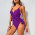 thumbnail image 2 of QHFBli Women One Piece Swimsuits Tummy Control Bathing Suits Sexy Ruched Swimwear, 2 of 7