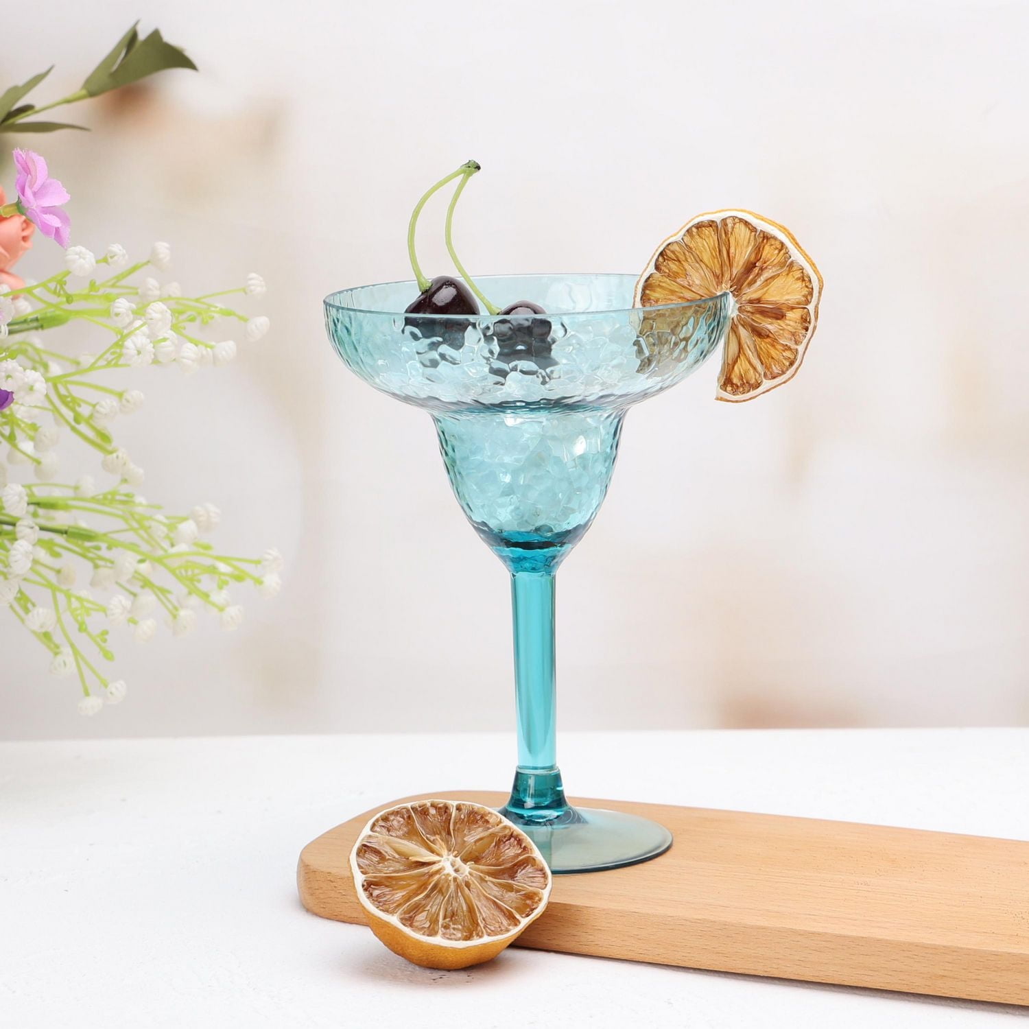 Hometrends Tinted Acrylic Hammer Margarita Cup Assorted Colour, 10oz 1pc, ACRYLIC  MARGARITA, HAMMERED 1pc