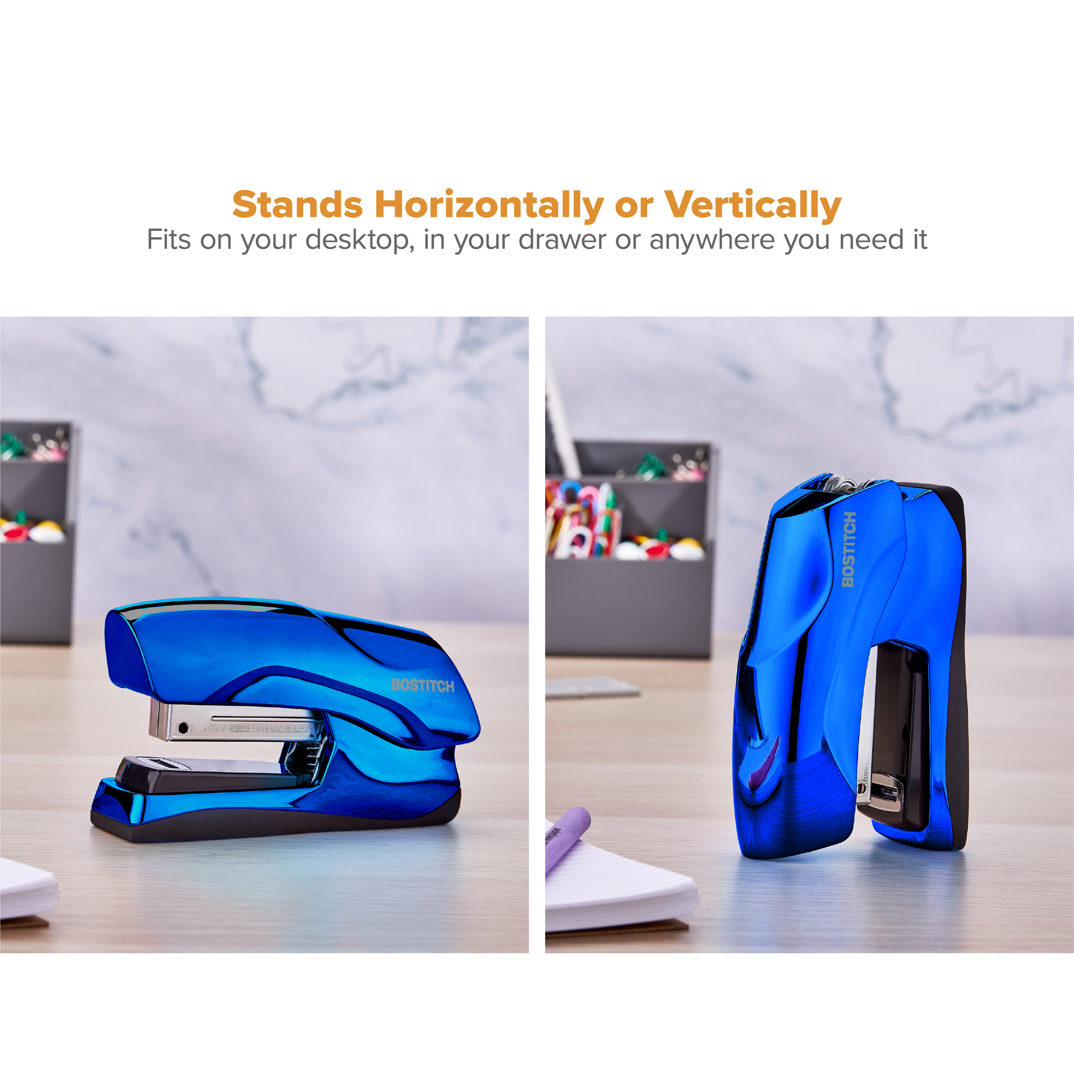 Bostitch Flat Clinch Stapler, 40 Sheets, Metallic Blue photo 8