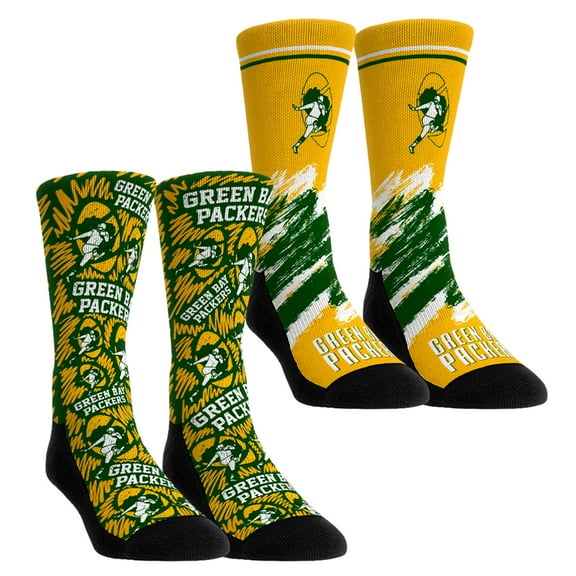 Unisex Rock Em Socks Green Bay Packers Throwback Two-Pack Crew Socks Set