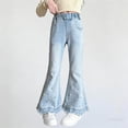 thumbnail image 2 of NAISIBABY Girls Flare Leg Jeans, Stretch High Waisted with Pockets Pearls Cute Fashion Denim Pants Blue Size 10-12, 2 of 8