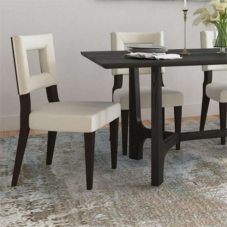 Elston Wood Side Chair with White Fabric Walmart