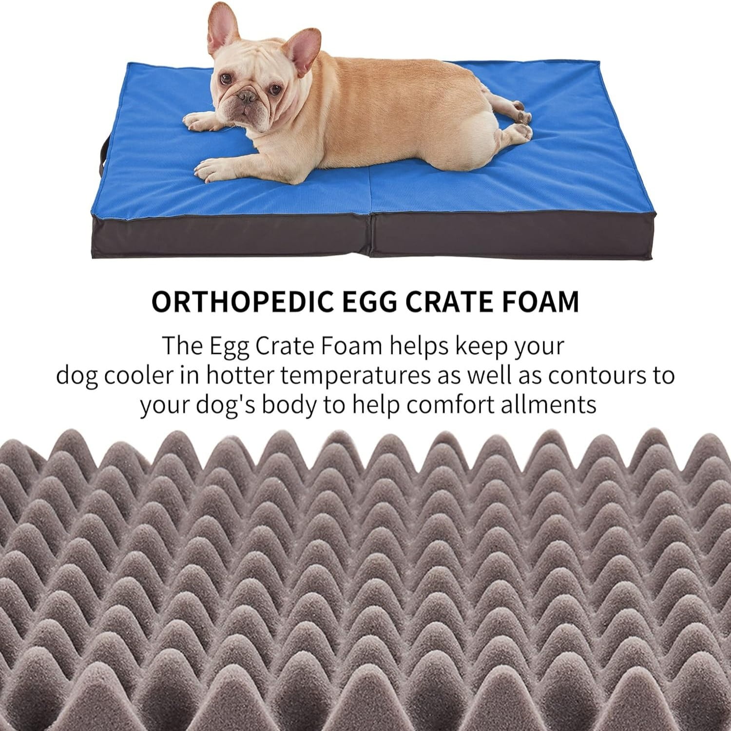 WATANIYA Foldable Travel Dog Bed, Outdoor Waterproof Orthopedic Pet Bed Mattress, Blue