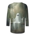 thumbnail image 5 of Ynynloco Womens Fall Shirts Halloween V Neck 3/4 Length Sleeve Pullover T-Shirts Thanksgiving Graphic Tee Tops, 5 of 5