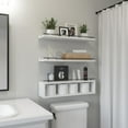 thumbnail image 6 of Floating Shelves for Wall 24 inch with Cube Shelf, Wall Shelves with Metal Rail for Bathroom Decor, Bathroom Organizers and Storage, Over Toilet Shelves, Toilet Paper-White, 6 of 12
