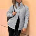 thumbnail image 6 of Winter Women Warm Knit Patchwork Puffy Jacket Casual Stand Neck Long Sleeve Jackets with Zipper Grey XXL, 6 of 7