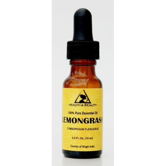 Lemongrass essential oil aromatherapy natural 100% pure glass drop 0.5 oz, 15 ml