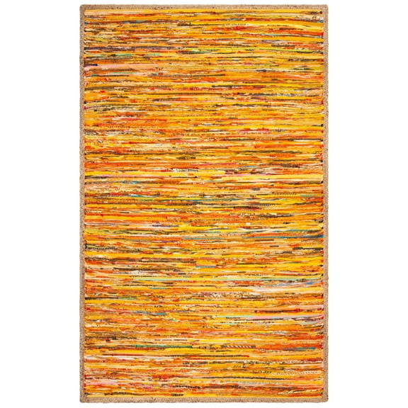 SAFAVIEH Montauk Rowland Abstract Striped Area Rug, Gold/Natural, 5' x 8'