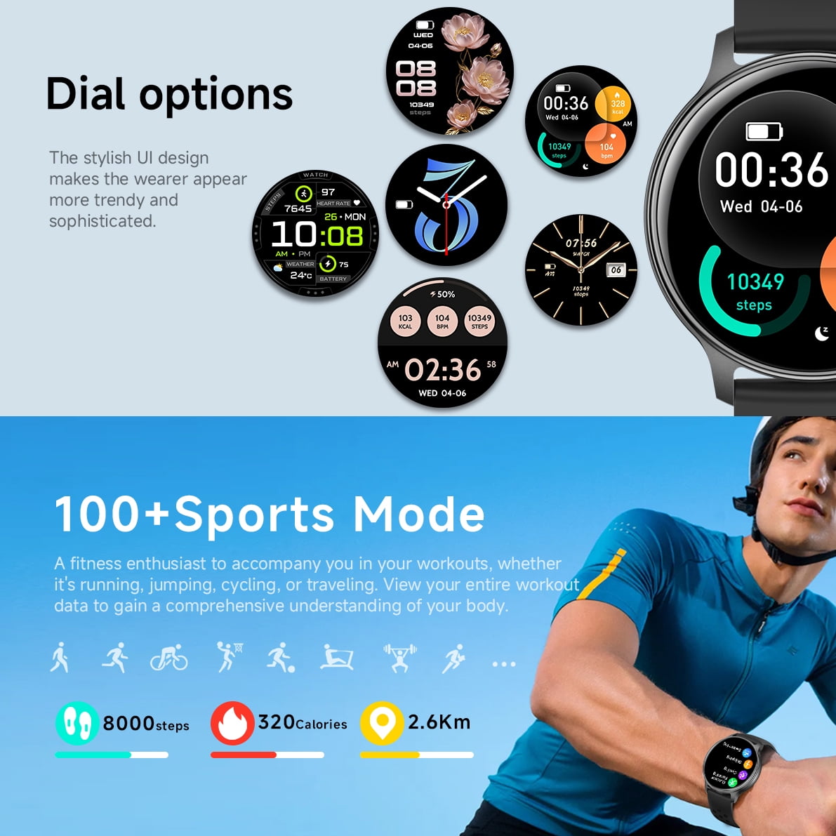 Smart Watch with 1.32" AMOLED Display, Long Battery Life, Outdoor Design, Water Resistant