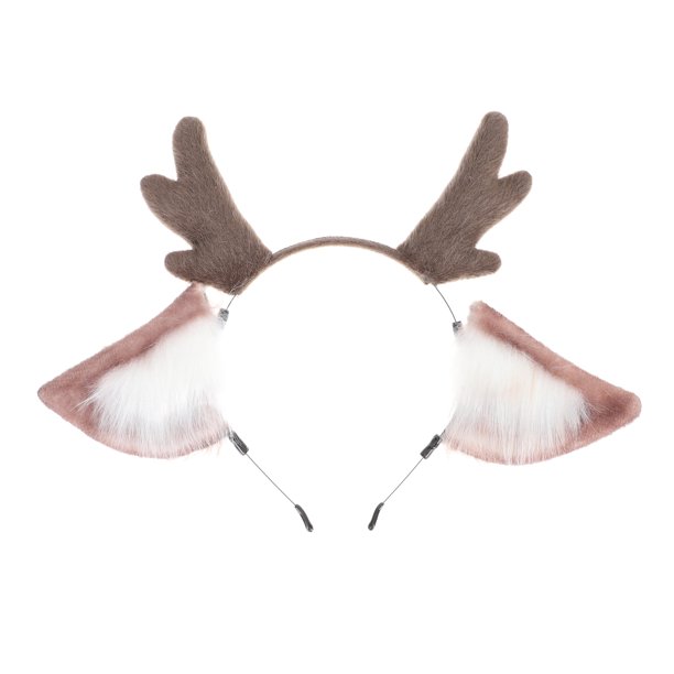 KAKOWELY 1 diadema con orejas de animal para fiesta de cosplay, accesorio para el cabello, diadema con orejas de ciervo de peluche, decoración