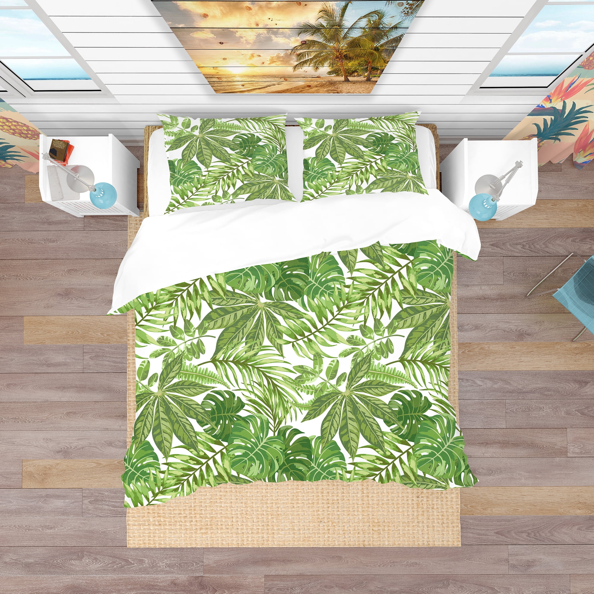 Designart 'Exotic Pattern with Tropical Leaves' Tropical Duvet Cover Set