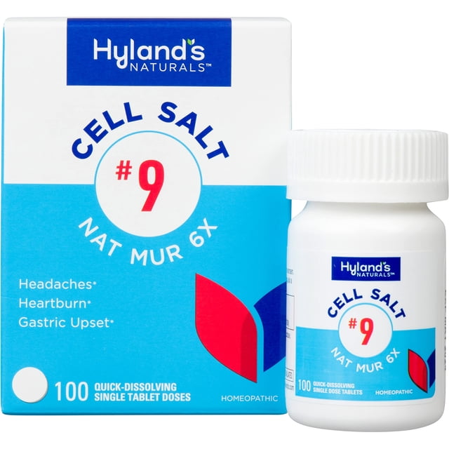 Tablets Hyland's No. 9 Cell Salt Nat Mur, 6 veces 100 comprimidos