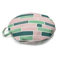 thumbnail image 1 of Brick Round Floor Cushion with Handle, Scandinavian Doodle Style Grunge Design, Decorative Pillow for Living Room & Dorms, 18" Round, Rose Sea Green Teal, by Ambesonne, 1 of 4