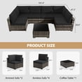 thumbnail image 3 of KIGOTY 7 Piece Outdoor Patio Furniture, Wicker Rattan Outdoor Conversation Set Sectional Sofas for Backyard, Garden, Beige-Black, 3 of 7