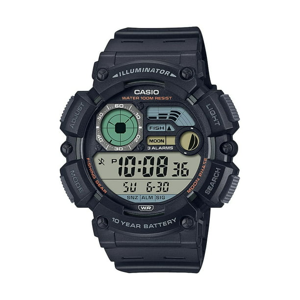 Casio Men's Large-Case Fishing Timer Digital Watch, Black - WS-1500H ...