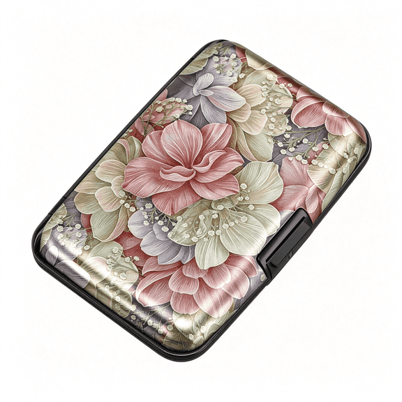 GASTROPOD Mini Rfid Aluminum Wallet Credit Cards Holder Business Card Case Metal Id Case for Men Women Secure Credit Card Holder for Women(Happy Flower