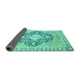 thumbnail image 2 of Ahgly Company Indoor Round Geometric Turquoise Blue Traditional Area Rugs, 6' Round, 2 of 4