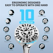 PHANCIR Magnetic Handheld Showerhead with 10 Spray Modes, 5 Large Anti-Clog Shower Head, Hard Water Softener Filter, 59 Hose & High Pressure for Bathroom