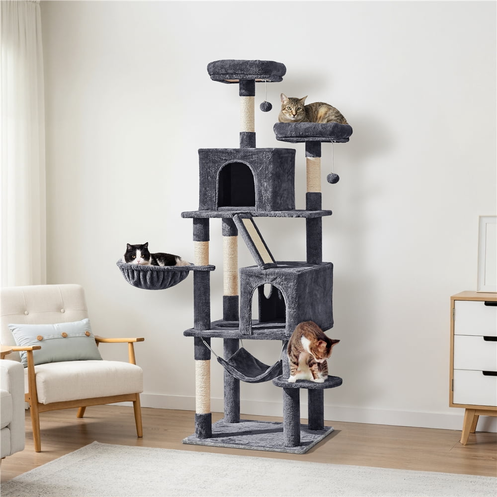 Yaheetech 71'' H Multi-Level Cat Tree Tower with Condos, Dark Gray