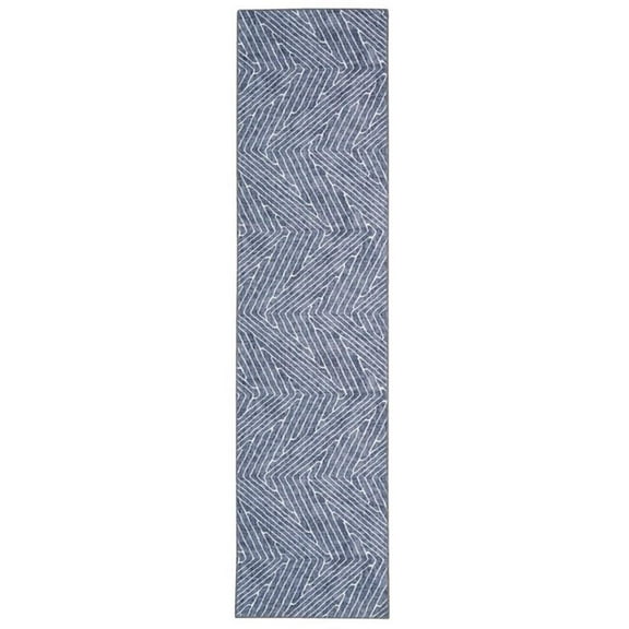 Linon Washable Lathan Polyester 2'x8' Rug in Gray