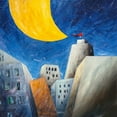 thumbnail image 2 of Larotonda, Donato 26x26 White Modern Wood Framed Museum Art Print Titled - Sotto una grande luna gialla, 2 of 4