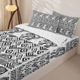 thumbnail image 3 of jejeloiu Vintage Tribal Zipper Full Size Comforter Sets with Fitted Sheet and 2 Pillowcases For Men Women,Bohemian Exotic Style Alphabet Print Zipper Bedding Set,Black White,Reversible,4 Pieces, 3 of 7