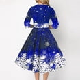 thumbnail image 3 of Christmas Dress for Women Retro Christmas Snowflake Print Long Round Neck Half Sleeve Made of Polyester and Spandex with Soft and Flowy Feature, 3 of 6