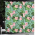 thumbnail image 3 of Ambesonne Luau Shower Curtain, Exotic Pastel Plumeria Pattern, 69"Wx70"L, Teal Green, 3 of 4