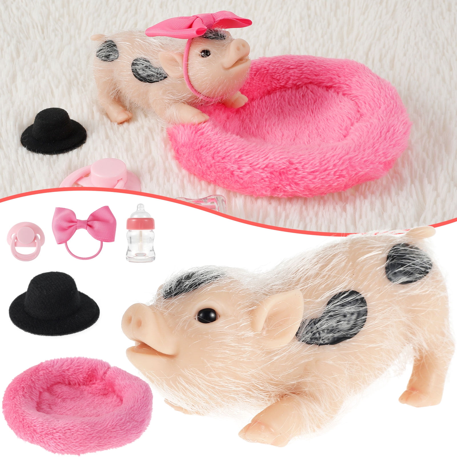 Silicone Pig Doll Toy  Cute Lifelike, Realistic Micro Piggy for