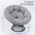 thumbnail image 5 of LOGYAT 46" Oversized Rattan Papasan Chair with Cushion, 360° Swivel, Waterproof & Sturdy Frame, Comfortable Chair for Adults, for Indoor, Bedroom, Grey Frame with Light Grey Cushion, 5 of 5